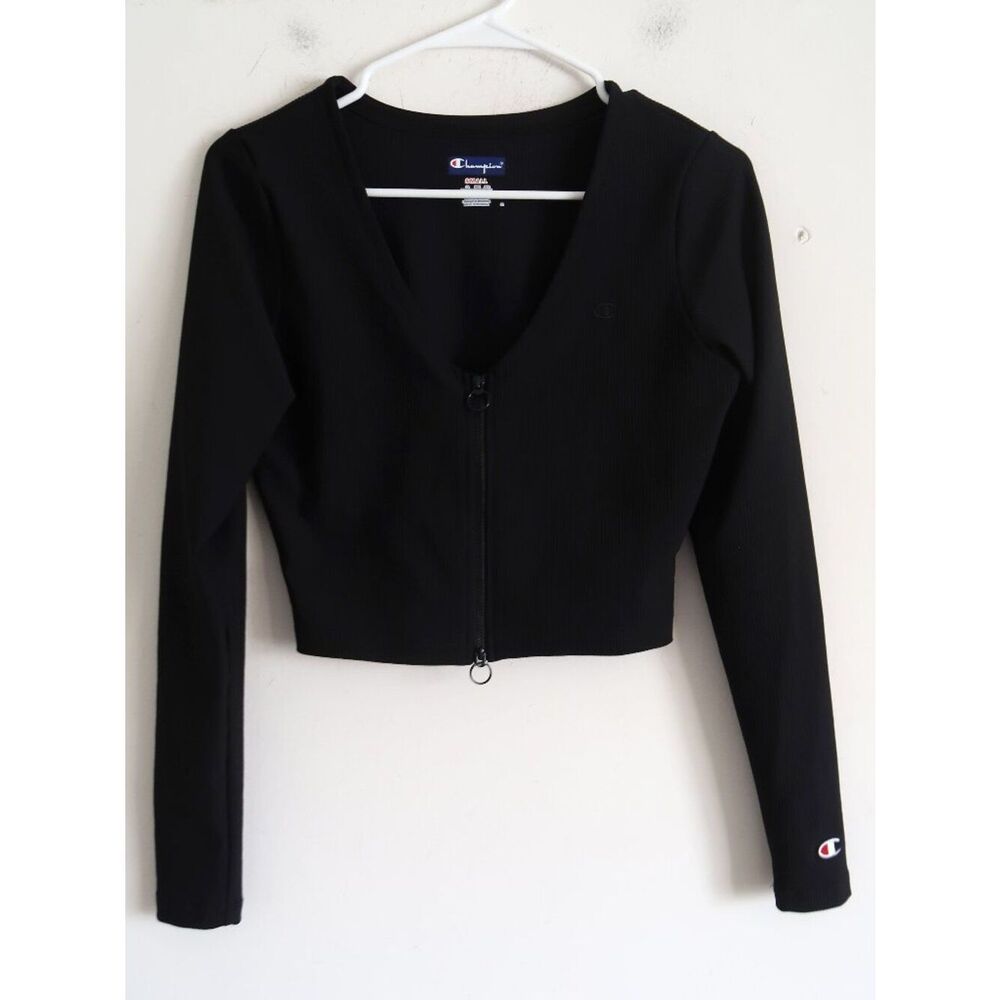 Champion Black Long Sleeve Zip-Up - Size Small